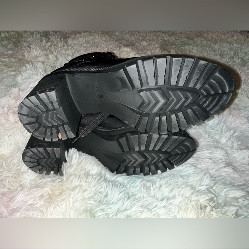 Prada Black Lug Sole Lace-Up Ankle Boots - Picture 12 of 14